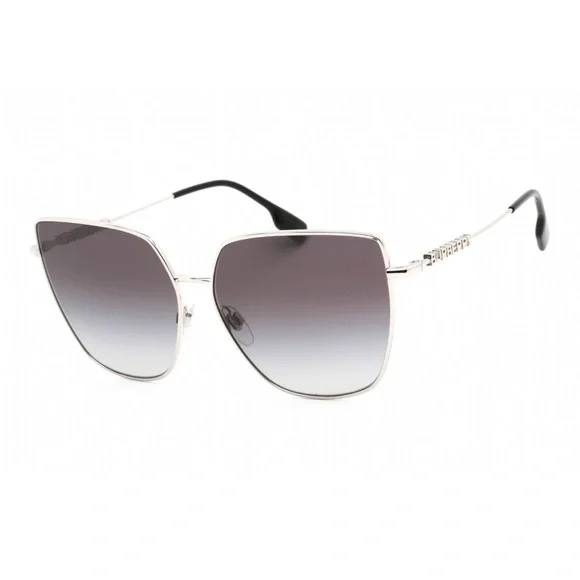 Authentic Burberry Alexis Silver Gray Sunglasses Burberry Alexis Women Silver Oversized Geometric Cat Eye  main image 4